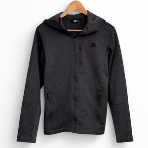 The North Face Men’s Medium Full Zip Hooded Jacket Black Softshell Fleece